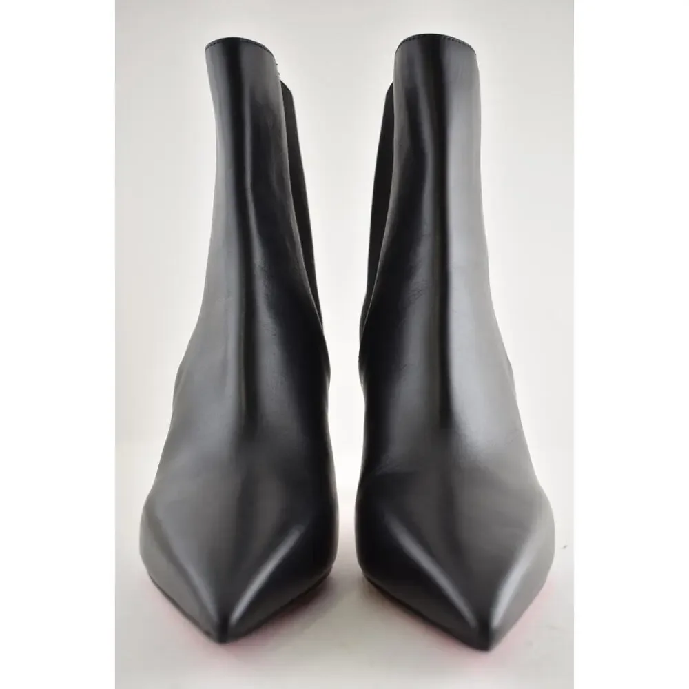 Christian Louboutin Condodo 85 Black Calf Leather Short Ankle Heel Boot 40.5